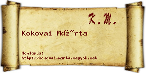 Kokovai Márta névjegykártya